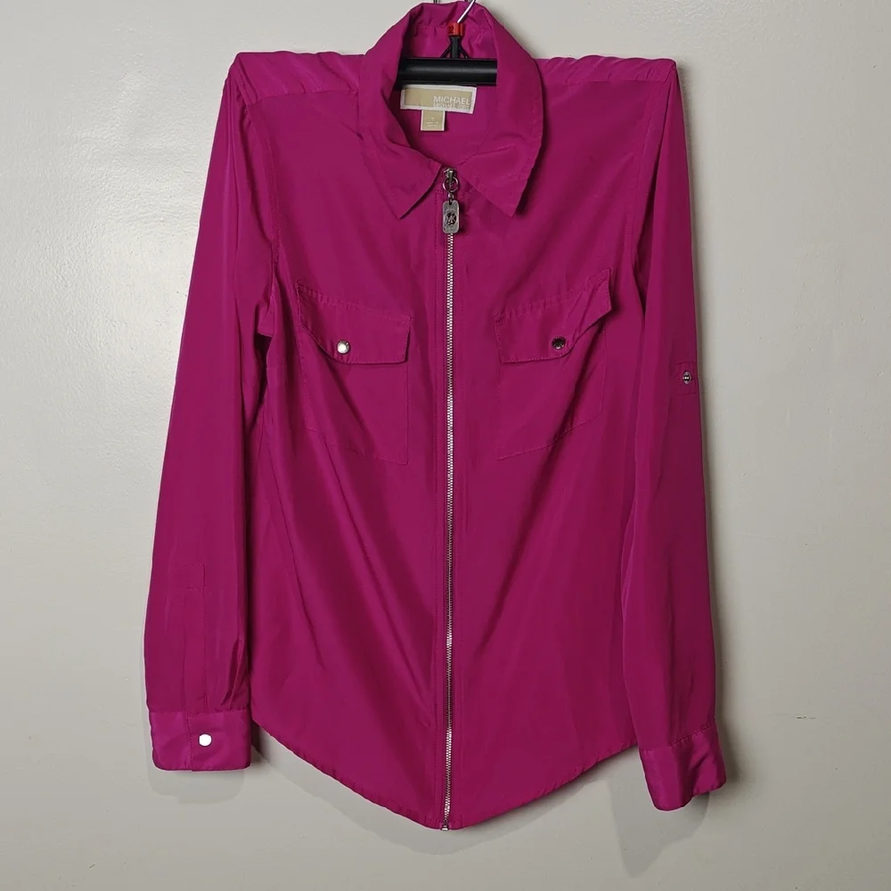 Michael Kors Fuchsia Zip-Up Blouse